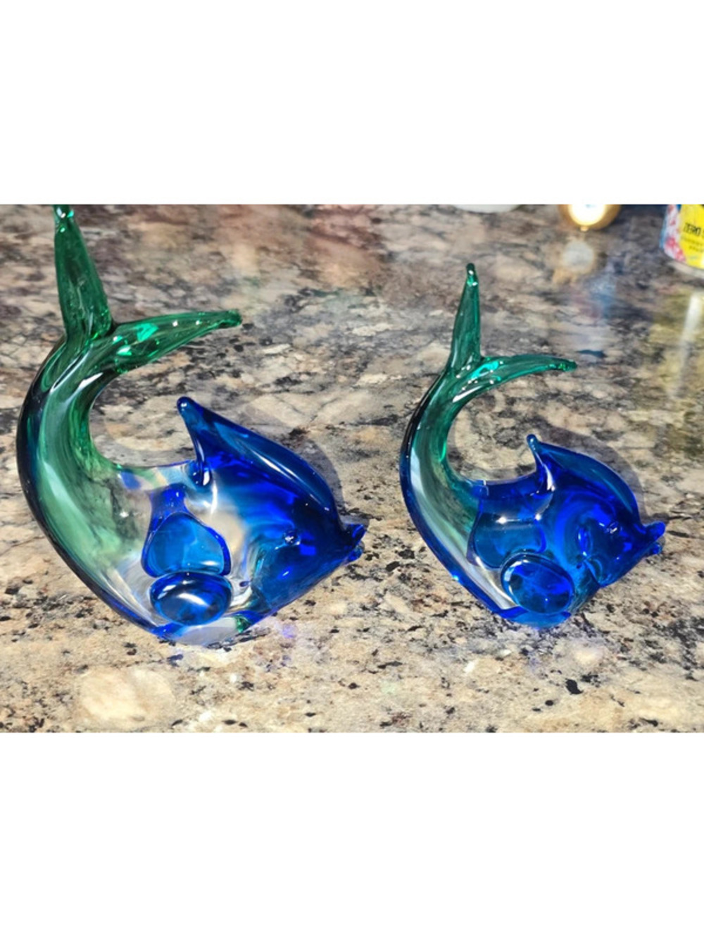 Art Glass Fishes Blue/Green Set of 2